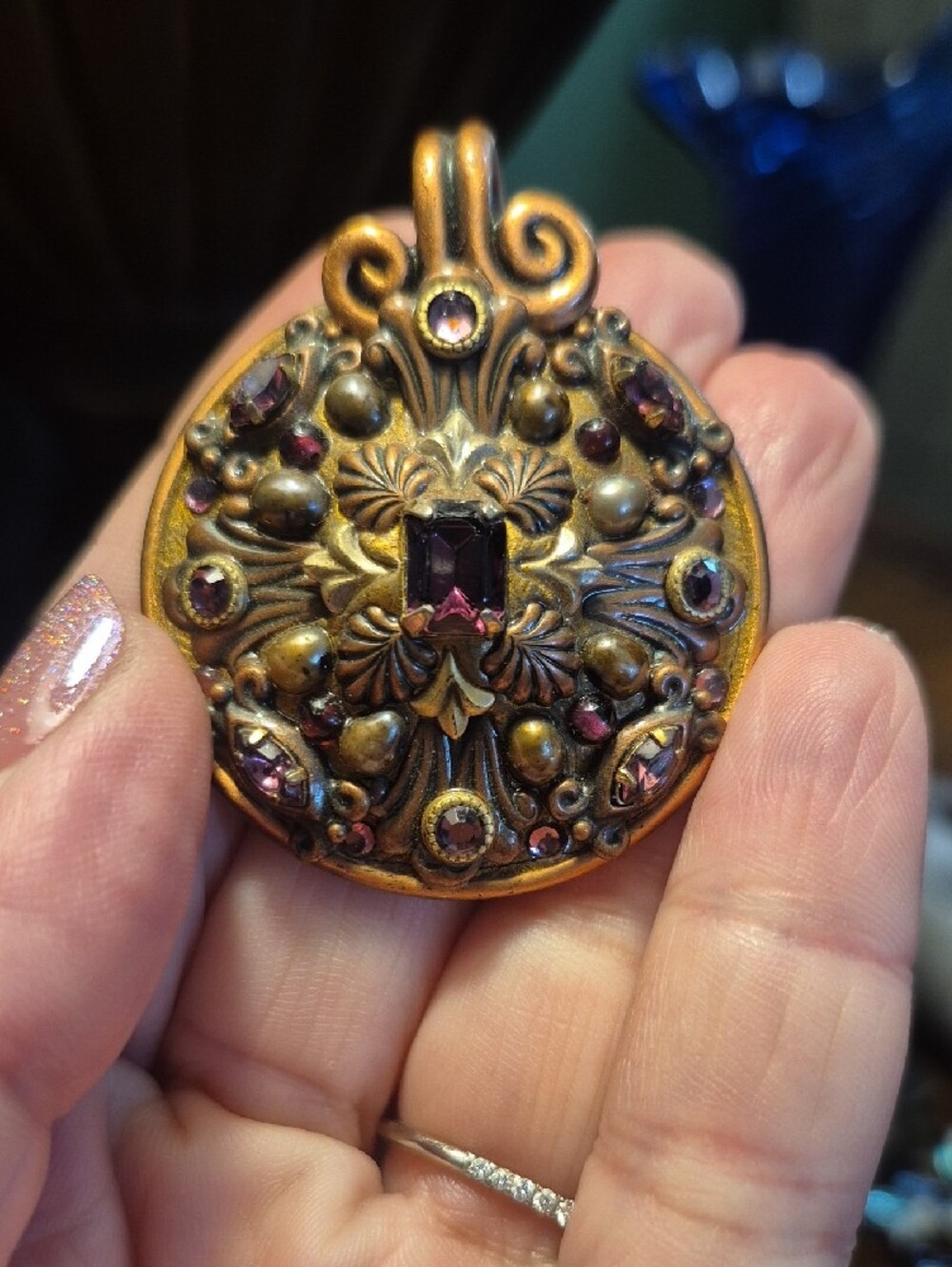 Michal Golan Byzantine Victorian Revival Vintage Copper Pendant - Picture 4 of 8